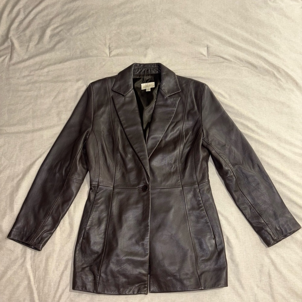 Caché Elegant Brown Leather Women's Jacket